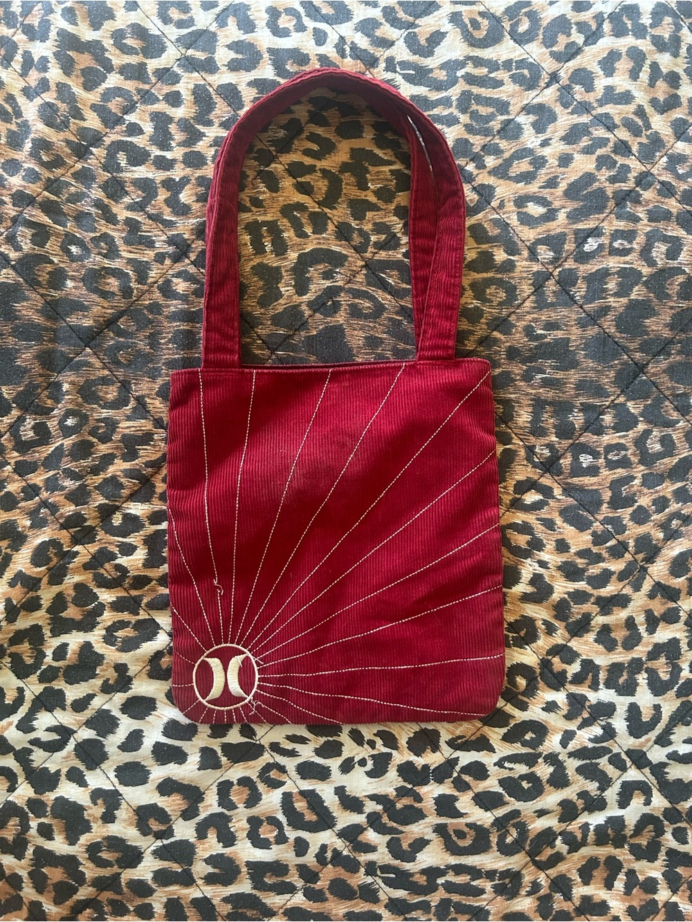 Hurley Maroon Corduroy Shoulder Tote